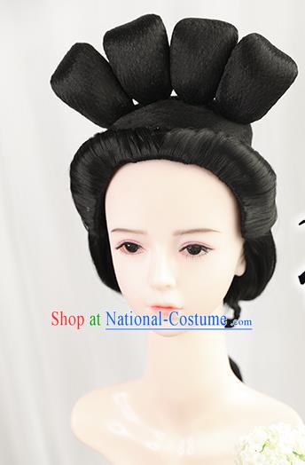 Chinese Cosplay Noble Woman Wigs Best Quality Wigs China Wig Chignon Ancient Ming Dynasty Countess Wig Sheath