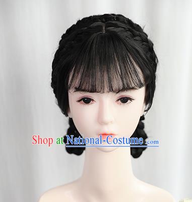 Chinese Cosplay Young Lady Bangs Wigs Best Quality Wigs China Wig Chignon Ancient Ming Dynasty Female Wig Sheath