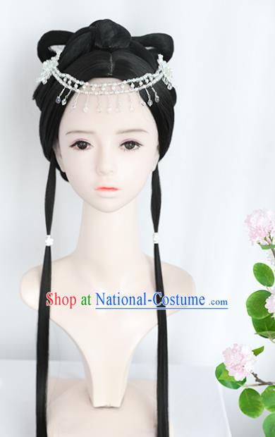 Chinese Song Dynasty Noble Lady Wigs Best Quality Wigs China Cosplay Wig Chignon Ancient Female Wig Sheath