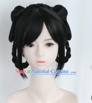 Chinese Song Dynasty Village Lady Wigs Best Quality Wigs China Cosplay Wig Chignon Ancient Young Female Wig Sheath