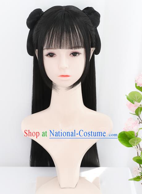 Chinese Song Dynasty Noble Lady Bangs Wigs Best Quality Wigs China Cosplay Wig Chignon Ancient Young Girl Wig Sheath