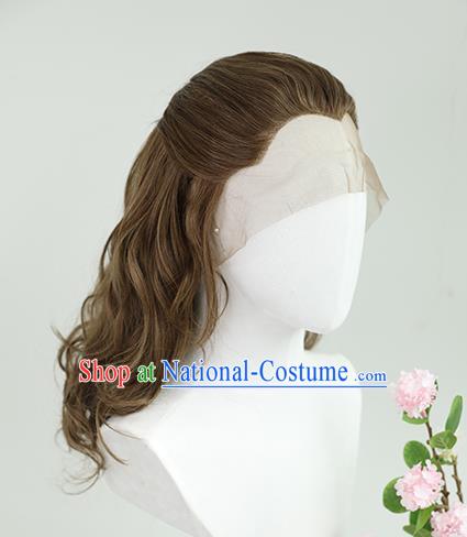 Best Chinese Cosplay Scholar Wig Sheath China Quality Lace Wigs Ancient Swordsman Tang Bohu Brown Wig