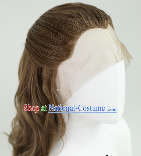 Best Chinese Cosplay Scholar Wig Sheath China Quality Lace Wigs Ancient Swordsman Tang Bohu Brown Wig