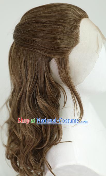 Best Chinese Cosplay Scholar Wig Sheath China Quality Lace Wigs Ancient Swordsman Tang Bohu Brown Wig