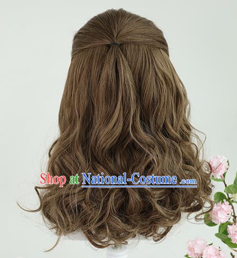 Best Chinese Cosplay Scholar Wig Sheath China Quality Lace Wigs Ancient Swordsman Tang Bohu Brown Wig