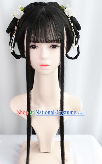 Chinese Jin Dynasty Princess Bangs Wigs Best Quality Wigs China Cosplay Wig Chignon Ancient Court Female Wig Sheath