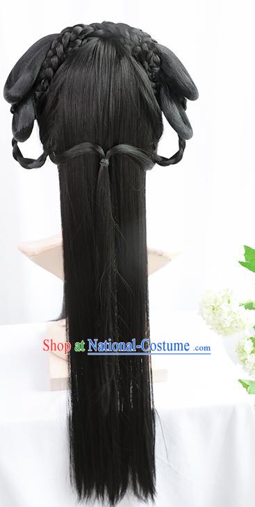 Chinese Jin Dynasty Princess Bangs Wigs Best Quality Wigs China Cosplay Wig Chignon Ancient Court Female Wig Sheath