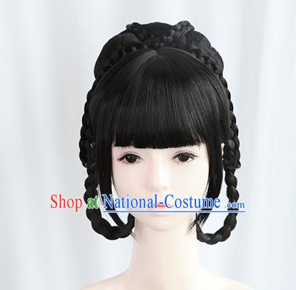 Chinese Tang Dynasty Princess Bangs Wigs Best Quality Wigs China Cosplay Wig Chignon Ancient Palace Lady Wig Sheath