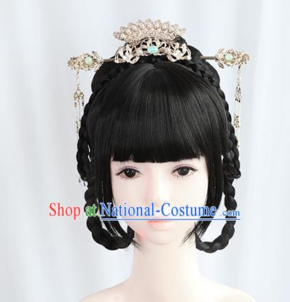 Chinese Tang Dynasty Princess Bangs Wigs Best Quality Wigs China Cosplay Wig Chignon Ancient Palace Lady Wig Sheath