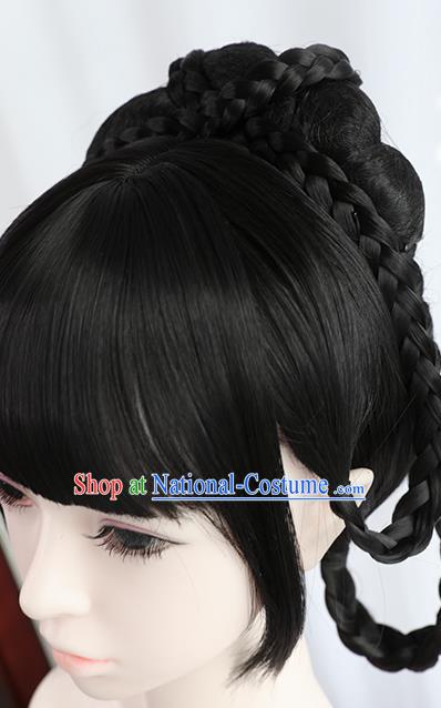 Chinese Tang Dynasty Princess Bangs Wigs Best Quality Wigs China Cosplay Wig Chignon Ancient Palace Lady Wig Sheath