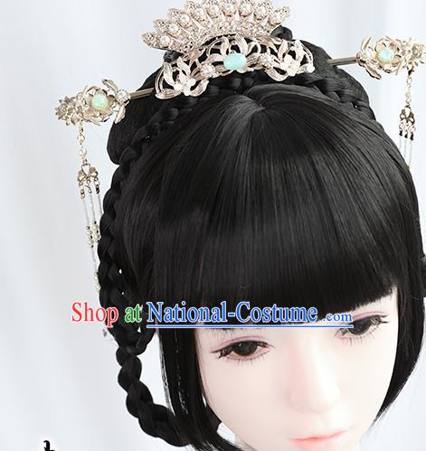 Chinese Tang Dynasty Princess Bangs Wigs Best Quality Wigs China Cosplay Wig Chignon Ancient Palace Lady Wig Sheath