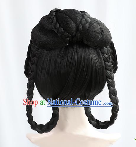 Chinese Tang Dynasty Princess Bangs Wigs Best Quality Wigs China Cosplay Wig Chignon Ancient Palace Lady Wig Sheath