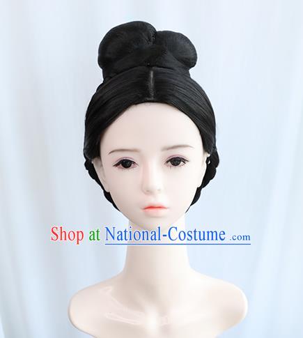 Chinese Song Dynasty Court Female Bangs Wigs Best Quality Wigs China Cosplay Wig Chignon Ancient Imperial Consort Wig Sheath