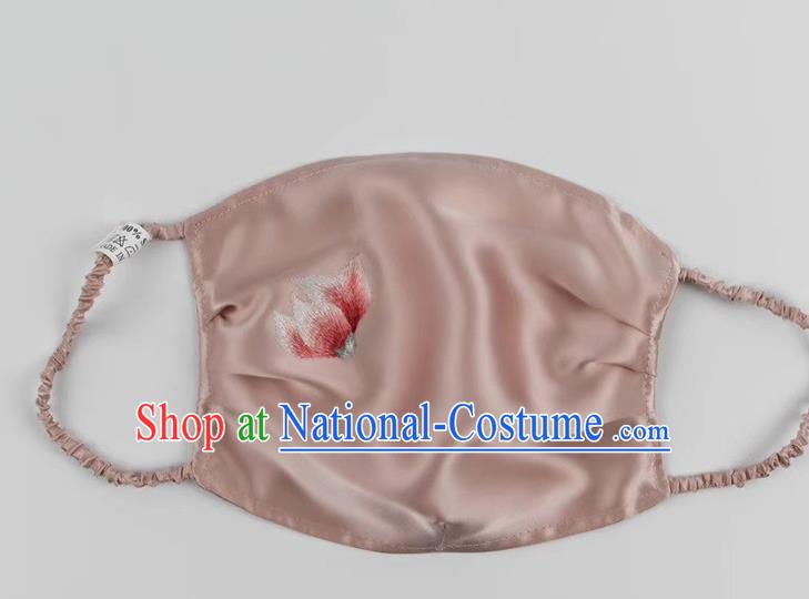 Chinese Style Pink Silk Mask Embroidered Protective Face Mask