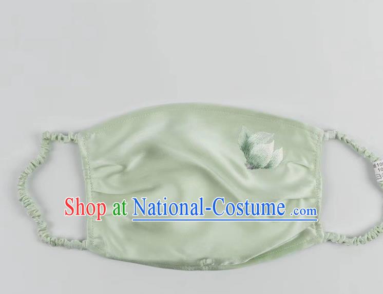 Light Green Silk Mask Handmade Embroidered Face Mask Chinese Style Protective Mask Accessories