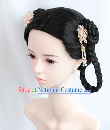 Chinese Tang Dynasty Young Lady Bangs Wigs Best Quality Wigs China Cosplay Wig Chignon Ancient Court Maid Wig Sheath