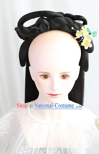 Chinese Song Dynasty Young Lady Wigs Best Quality Wigs China Cosplay Wig Chignon Ancient Noble Girl Wig Sheath