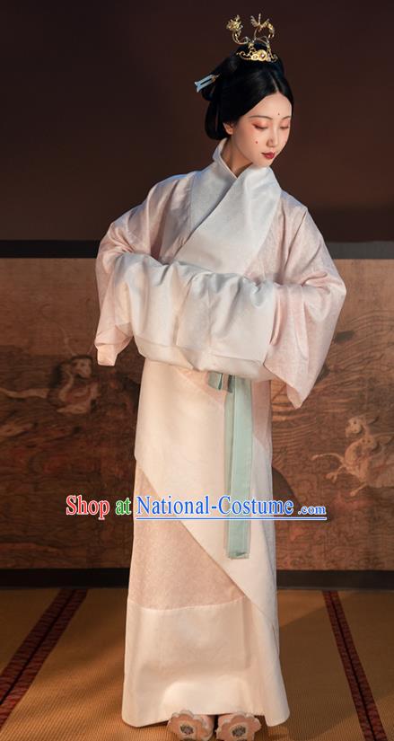 China Ancient Court Princess Hanfu Dress Traditional Han Dynasty Imperial Concubine White Curving Front Robe Historical Costume for Women