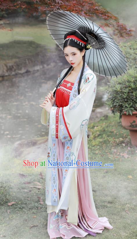 China Song Dynasty Country Woman Hanfu Fashion Traditional Historical Costumes Ancient Village Girl Costumes