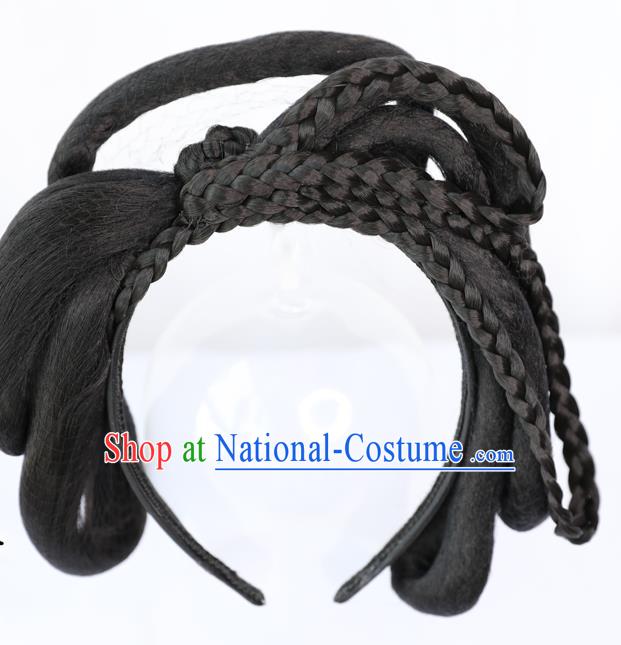 Chinese Ming Dynasty Princess Wig Hairpiece Quality Wig Sheath China Ancient Cosplay Court Lady Wigs Chignon Hair Clasp