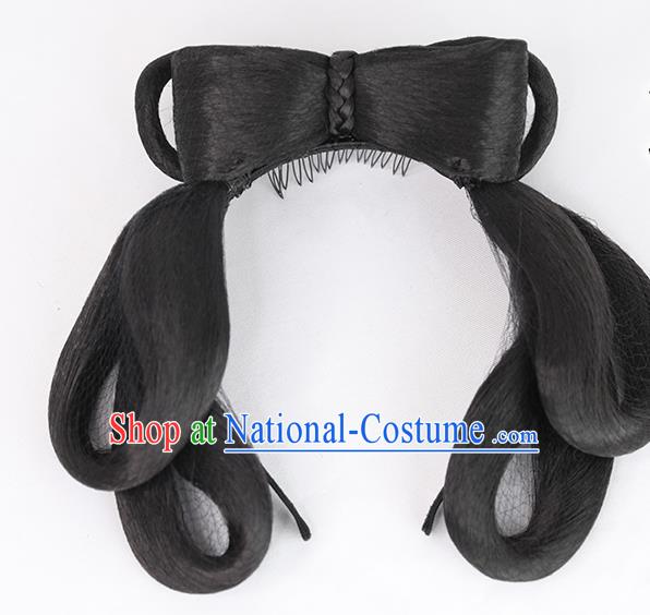 Chinese Tang Dynasty Civilian Lady Wig Hairpiece Quality Wig Sheath China Ancient Cosplay Village Girl Wigs Chignon Hair Clasp