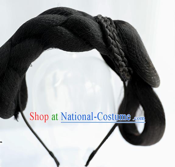 Chinese Ming Dynasty Noble Lady Wig Hairpiece Quality Wig Sheath China Ancient Cosplay Princess Wigs Chignon Hair Clasp