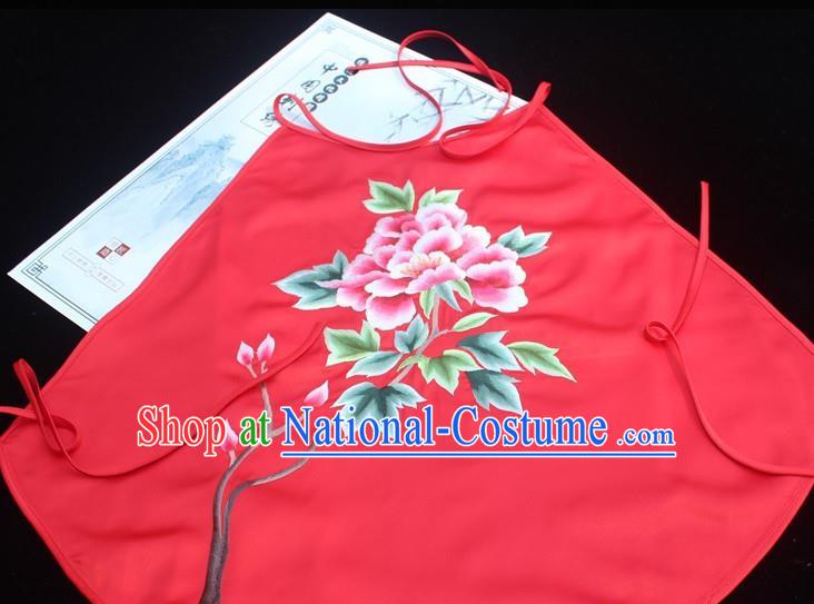 Embroidered Sexy Stomachers Chinese Suzhou Embroidery Peony Clothing Red Silk Bellyband Female Underwear