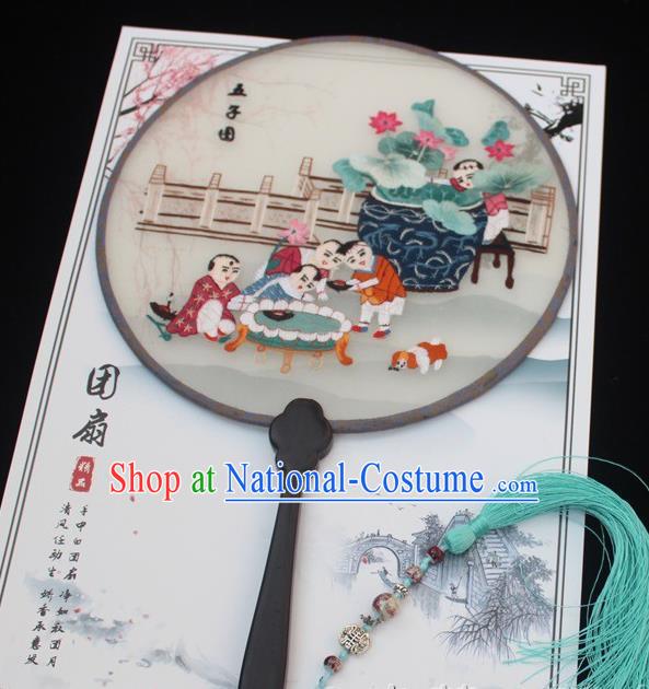 China Exquisite Embroidery Fan Traditional Handmade Palace Fan Rosewood Fan