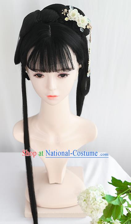 Chinese Song Dynasty Patrician Lady Bangs Wigs Best Quality Wigs China Cosplay Wig Chignon Ancient Princess Wig Sheath