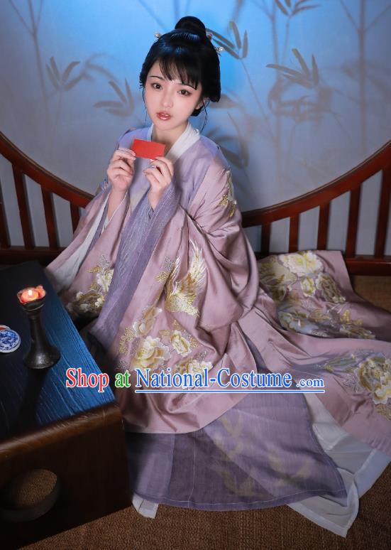 China Ancient Royal Princess Embroidered Hanfu Dress Traditional Ming Dynasty Nobility Lady Historical Costumes Full Set