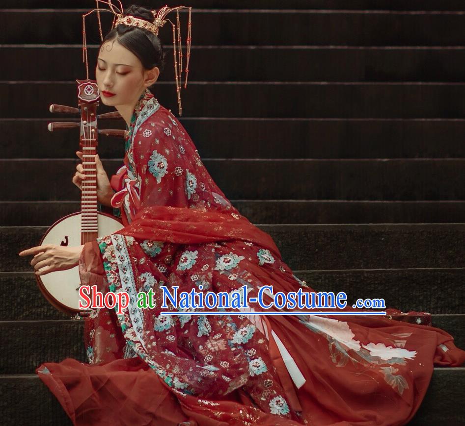 China Ancient Wedding Hanfu Dress Traditional Tang Dynasty Court Princess Historical Costumes Full Set for Women