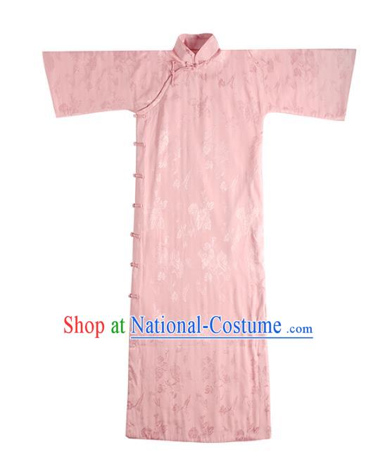 China Traditional Women Silk Qipao Dress National Female Clothing Classical Pink Cheongsam