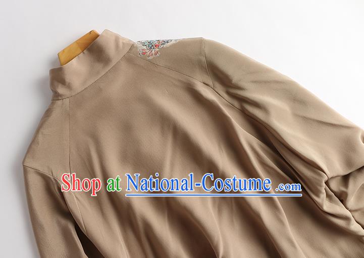 Chinese Traditional Printing Costume Classical Silk Shirt Tang Suit Blouse Upper Outer Garment