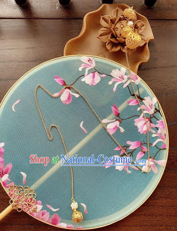 China Traditional Cheongsam Golden Gourd Brooch Classical Pendant Accessories