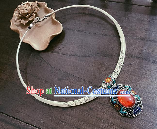 China Traditional Hanfu Silver Necklace Ethnic Princess Jewelry Accessories