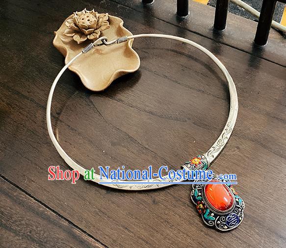 China Traditional Hanfu Silver Necklace Ethnic Princess Jewelry Accessories