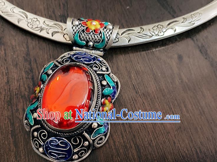 China Traditional Hanfu Silver Necklace Ethnic Princess Jewelry Accessories