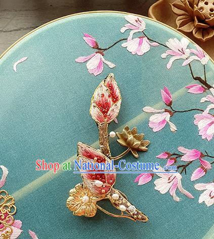 China Classical Cheongsam Accessories Traditional Embroidered Lotus Brooch