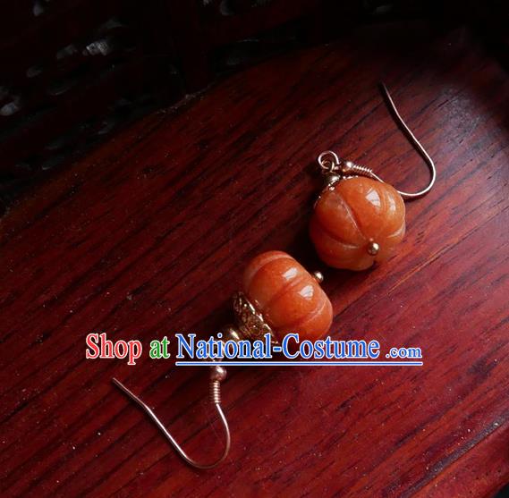 China Traditional Hanfu Topaz Earrings Brass Pumpkin Ear Accessories