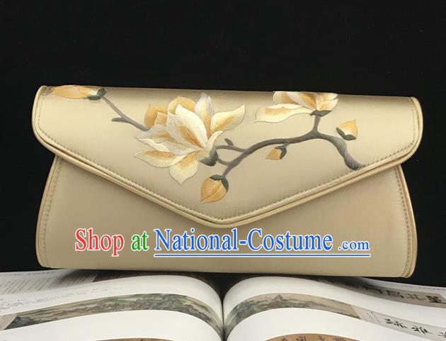 China National Chain Bag Cheongsam Exquisite Evening Bag Handmade Suzhou Embroidery Champagne Silk Handbag