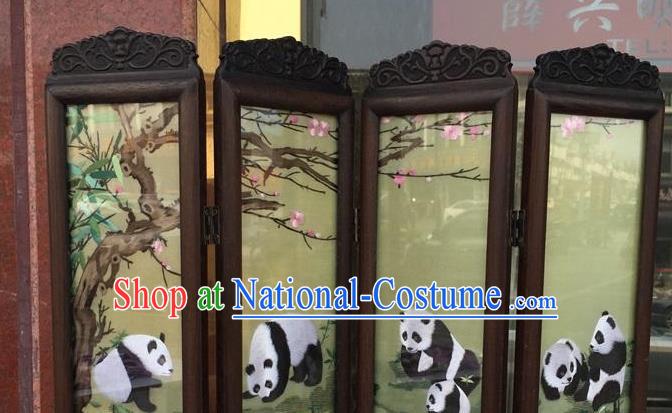 China Handmade Suzhou Embroidery Desk Screen Traditional Wenge Table Decoration Embroidered Craft