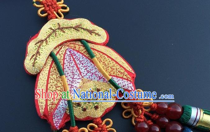 Traditional China Embroidery Golden Lotus Craft Embroidered Car Pendant