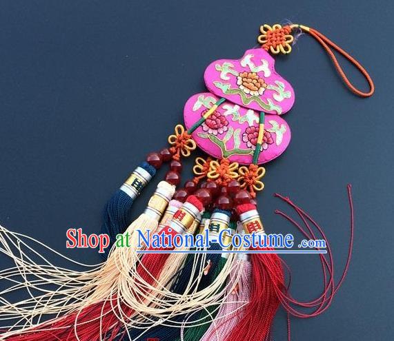 China Embroidery Rosy Gourd Tassel Pendant New Year Decoration Traditional Embroidered Car Accessories