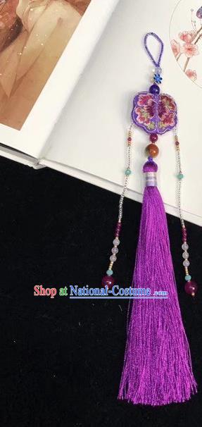 China Purple Tassel Brooch Pendant National Cheongsam Traditional Suzhou Embroidery Accessories