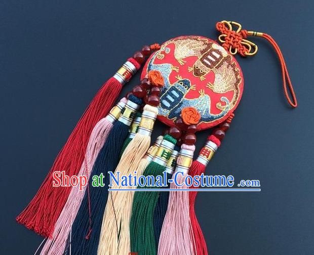 China Embroidery Bat Lucky Charms Traditional Embroidered Car Tassel Pendant Accessories New Year Decoration