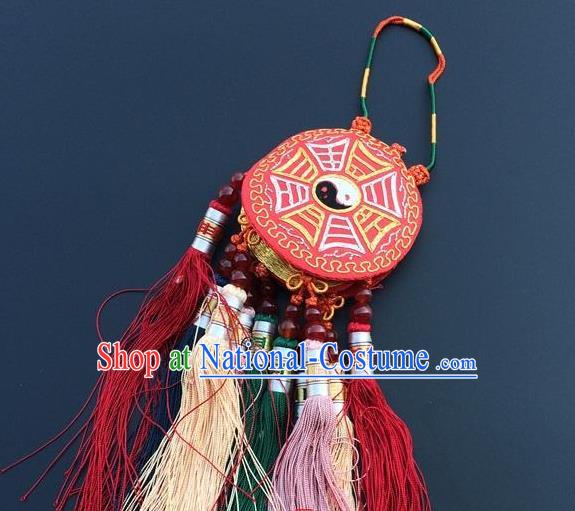 China Traditional Embroidered Car Tassel Pendant Accessories New Year Decoration Embroidery Eight Diagrams Lucky Charms