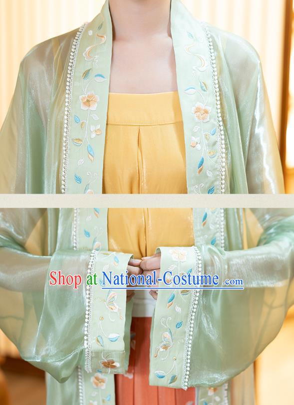 Chinese Song Dynasty Noble Lady Historical Costumes Traditional Ancient Hanfu Apparels Embroidered BeiZi Blouse and Skirt