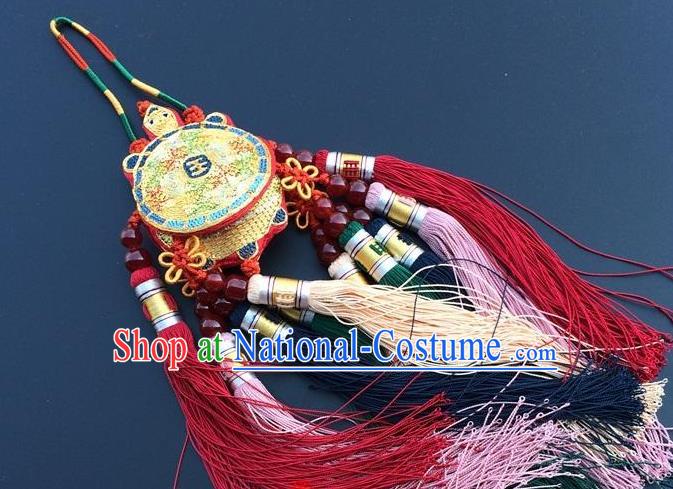 China Embroidery Tortoise Lucky Charms Accessories Traditional Embroidered Tassel Car Pendant