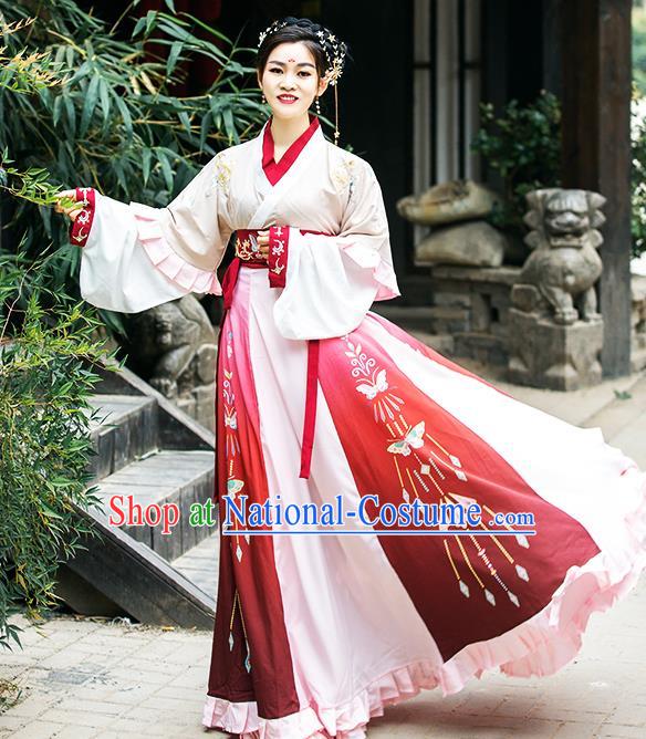 China Traditional Jin Dynasty Palace Princess Historical Costumes Ancient Royal Infanta Hanfu Dress Clothing for Women