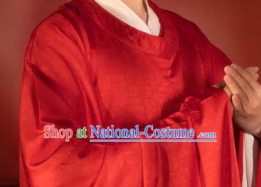 Chinese Song Dynasty Wedding Historical Costumes Traditional Ancient Official Hanfu Apparels Red Robe for Men